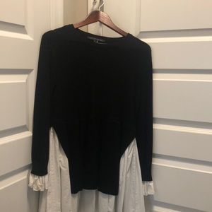 Sweater with shirt underneath look